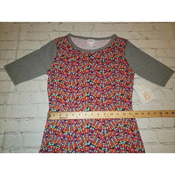 Nwt Lularoe Julia Pencil Dress Women's Size XS Bright Multi-Color - Picture 3 of 4